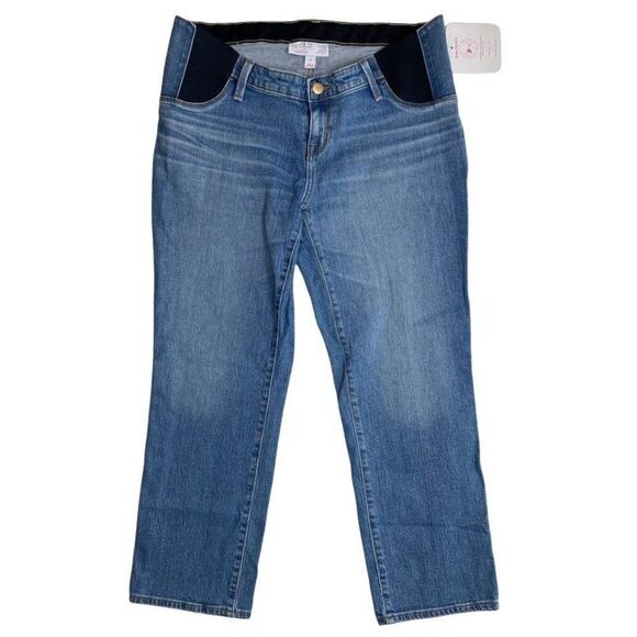 Isabel Maternity Crop Jeans Women's 8 Medium Blue Elastic Expandable-Panel NEW‎ - Picture 3 of 9